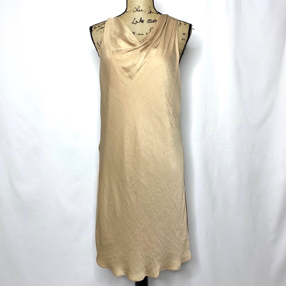 Helmut Lang Gold Sleeveless Shift Dress